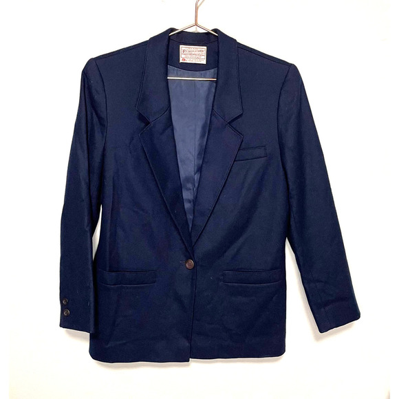 Vintage Pendleton Navy Wool Classic Blazer Jacket with Button Detail size 10 - Picture 2 of 8